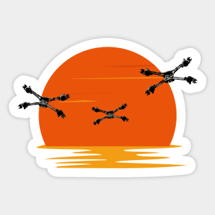 Starfury Fighters - Sunset - Black - Sci-Fi Sticker